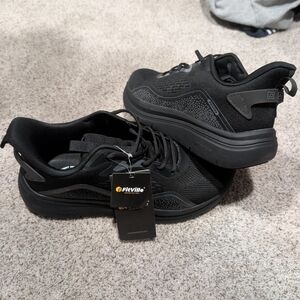 FitVille Men’s Black Athletic Walking Shoes Arch & Heel Support